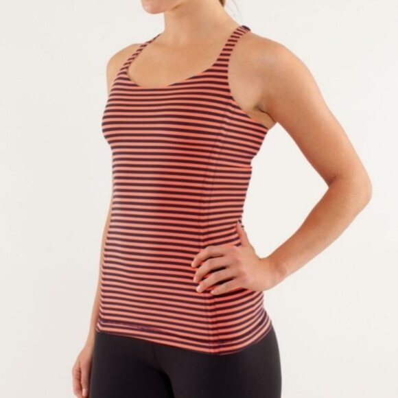 Lululemon Free To Be Tank Classic Stripe Blue Red Size 4 Strappy Lightweight Top - Picture 2 of 7